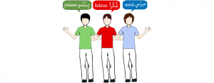 image of three Lebanese persons saying "thank you" with three different words: "merci", "shukran", and "yislamo"