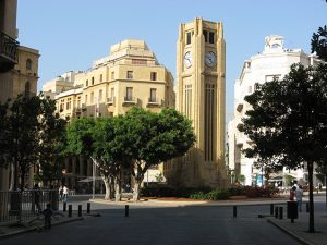 Clock tower at the centre of Nejmeh Square (Place de l’Étoile) in Beirut